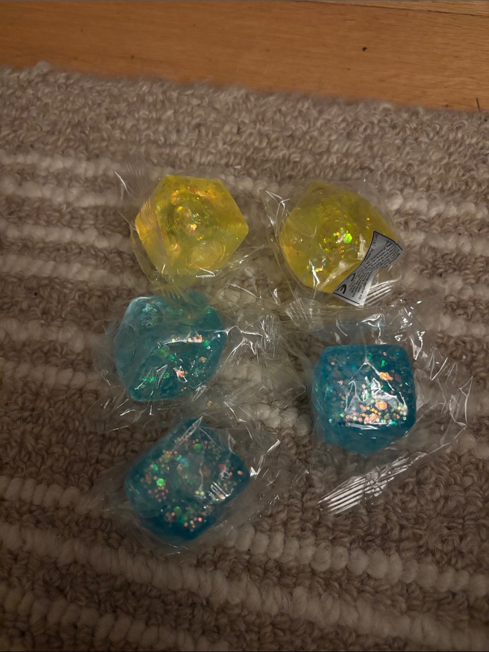 Iridescent Yellow and Blue Kids Gem squishy 5 pack
